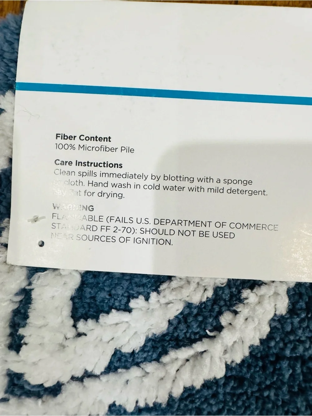 Comfort Bay Microfiber Bath Rug and Bath Runner Set - Navy Blue and White New!